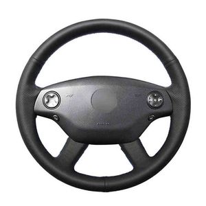 HandEmbroidered Black Pu Synthetic Leather Car Steering Wheel Cover For Mercedes Benz ClClass C216 SClass W221 2006 20072010 J220808