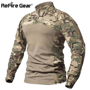 ReFire Gear Tactical Combat Camisa Homens Algodão Uniforme Militar Camuflagem Camiseta Multicam Exército dos EUA Roupas Camo Camisa de Manga Longa 220513