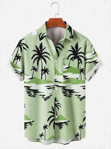 Лето 2022 г. Мужские свободные рубашки с коротким рукавом Повседневные пляжные рубашки для повседневной носки Высококачественные офисные рубашки Y220516