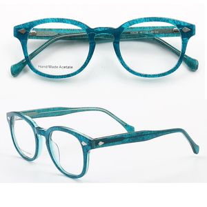 Óculos de sol da moda enquadramentos de óculos ópticos vintage homens redondos redondos Óculos de acetato azul prescrição rosa vermelho espetáculos