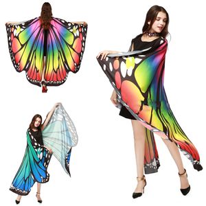 Rainbow Women Futterfly Wings Shawl Fairy Ladies Dance Costume Accessories Adult Monarch Butterfly Cape Costume