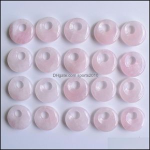 Искусство и ремесла 18 мм натуральные каменные кристаллы gogo пончики чары розовые кварцевые подвески для украшений украшения для украшения оптовых капель