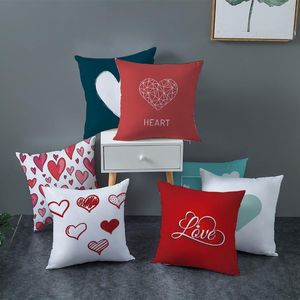 Cushion/Decorative Pillow Valentine's Day Love Cushion Cover 45x45 Red Pink Heart Pattern Pillowcase For Home Decoration Seat Living Roo