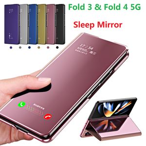 Custodie di placcatura per Samsung Galaxy Z Fold 3 Fold 4 5G Fold 2 Custodia a specchio magnetico Portafoglio Smart Cover