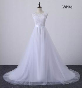 Tüll U-Ausschnitt A-Linie Brautkleider Sexy rückenfreies Spitzenapplikationen Brautkleid Maßgeschneidertes Robe De Mariage Brautkleid