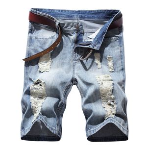 Pantaloncini di jeans strappati stile retrò da uomo di marca 2022 Summer Fashion Casual Hole Jeans corti Pantaloni a cinque punte urbani Abbigliamento maschile