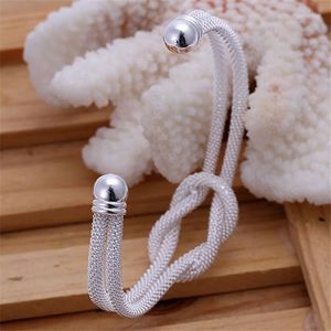 Bangle Silver Color Jewelry Bracelets For Women Wholesale Crystal Charms Fashion Knotted Web Bangles KN-B091Bangle Kent22