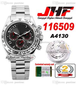 JHF 40 A4130 Automatyczne chronograf męskie Watch Brown Tachymeter Bezel Czarna biała numer Dial Oystesteel Bransoletka z kartą gwarancyjną Super Edition Puretime E5