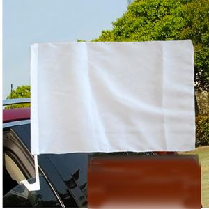 12 x 18 Zoll weiße leere Autoflagge Sublimationsflagge 100D-Polyesterdruck Hochwertige Autofensterflaggen mit 43 cm Kunststoffstange DH9371