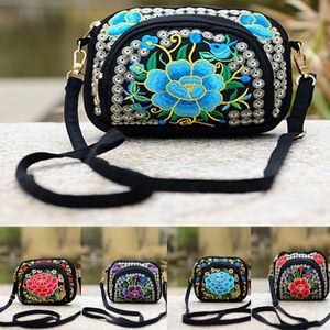 Marsupi Borsa da donna vintage Borsa a tracolla Hmong Tote Messenger Hippie Borsa a tracolla etnica Ricamo BohoWaist