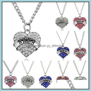 Pendant Necklaces Pendants Jewelry Diamond Peach Heart Mothers Day Gift Family Daughter Sister Crystal Necklace Drop Delivery 2021 Chysn
