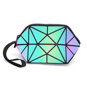Luxurys designers väskor modeväska lysande färgbyte handväska skal kosmetisk pack geometriska rombiska mönster plånböcker halvcirkelformiga väska designer handväskor