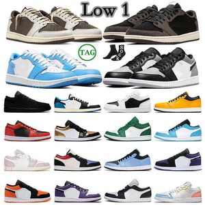 top popular Jumpman 1 Low Basketball Shoes for Mens Womens 1s Lows Shadow Toe Unc Panda Paint Drip Mocha Trainers Sports Sneakers 2023