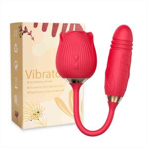 Nxy Vibradores Mais Popular Rose Forma Silicone Dildo Juguetes Adultos Sexo Brinquedos Telescópicos Ovo Para As Mulheres Vajina 0411