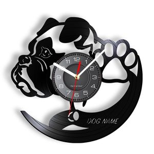 Personlig olika raser anpassade skivhemväggdekor hundnamn Vinyl Clock Gift 220615