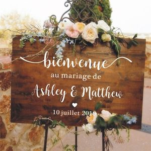 Adesivos em estilo francês espelho de casamento nomes personalizados de decalque vinil de boas -vindas Murais Romantic Mariage O303 220727