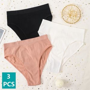 3pcs/setパンティー女性高ライズシームレスブリーフハイレッグカットパンティーストレッチ下着メスアンダーパンツスーパーソフトランジェリー220512