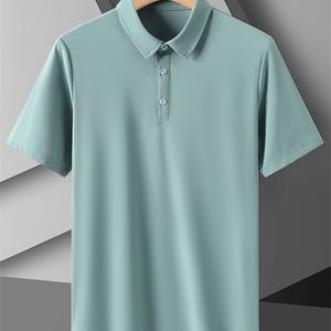 Yaz Nefes Alabilir Katı Polo Gömlek Erkekler Kısa Kollu Spor Giyim Soğutma Naylon Hızlı Kuru İnce Fit Golf Gömlekleri 5XL 220504