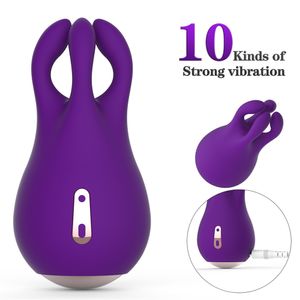 Wholesale labia clip resale online - 10 Speeds Rabbit Vibrator Masturbator Vibrating Nipple Clamp Clitoris Stimulator Labia Clip Massager Adult sexy Toys For Women