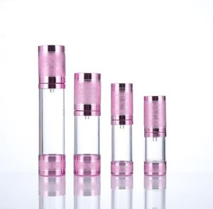 Gold Pink Cosmetic Airless Bottle 15ml 30ml 50ml Refillable Pump Dispenser Bottles For Lotion Cosmetics Container SN3674
