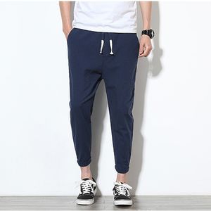 Summer Mens Linen Pants Solid color AnkleLength Casual Pants male Fashion Streetwear Men Linen pencil Trousers 201109