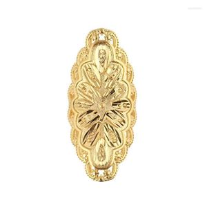 Eheringe äthiopische Goldfarbe Blume Freie Größe Fingerring für Frauen Trendy African Arabian Schmuck Geschenk Wynn22