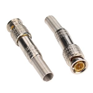 Conector macho BNC coaxial banhado a ouro RG59 sem solda com conectores BNC de parafuso para acessórios de segurança de câmeras de CFTV