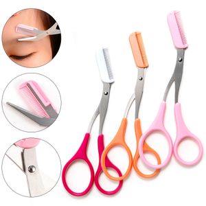 Stainless Steel Facial Hair Removal Shaver Cutter Eyebrow Trimmer Scissors Color Titanium With Comb Removable Makeup Accessories