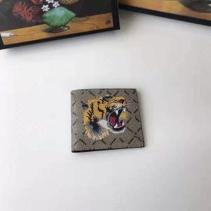 7A jakość G mężczyźni zwierzęcy krótki portfel 451268 skórzany czarny wąż tygrys pszczoła portfele damskie w dłuższym stylu luksusowe etui na karty z pudełkiem