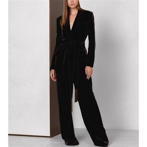 Kadınlar İki Parçalı Pantolon Kadın Parçaları Top 2022 Yüksek Kaliteli Tam Kollu Blazers Velvet Suit 2 Set Office Lady Kıyafetleri Elegantwomen's