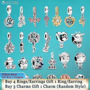 925 Silver Fit Pandora Charm 925 Bracelet Rainbow Dragonfly Sparkling Sun Flower Bees Boy Girl charms set Pendant DIY Fine Beads Jewelry