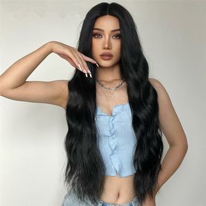 Long natural wig Highlights Medium body wave wig for Women Heat Resistant Cosplay Daily Fake Hair