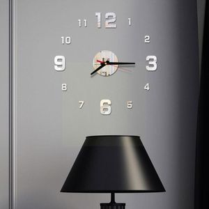 Väggklockor klocka 3d diy romerska nummer akryl spegel klistermärke väggmålning dekaler för hem kök vardagsrum clock clockswall