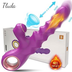 Vuxen massager som driver vibrator vuxna leksaker kvinnlig klitoris sucker stimulator suger värme dildo för kvinnor vibrerande maskin