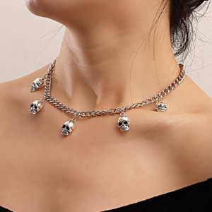 Chokers Exagerou Hip Hop Skull Pingente Colar fêmea punk metal borla Chain Chain Pingents Acessórios Mulher decotechekokers