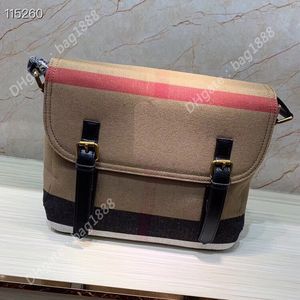 2022 new men's Postman bag designer fashion color matching checked canvas large capacity messenger bag