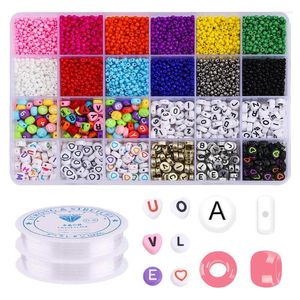 Other Flat Acrylic English Letter Puzzle Bead Box For DIY Bracelet Jewelry Making Accessories Plastic Alphabet Glass Seed Beads SetOther Edw