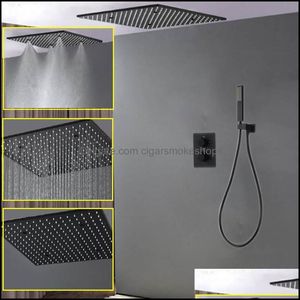 Shower Panel Mist Head Black Led 20" Showerhead Set Concealed Mixer With Thermostat Square Rain Bathroom Faucet Showers Drop Delivery 2021 S on Sale