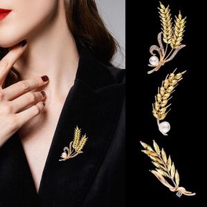 Wholesale Crystal Rhinestone Bridal brooches Bridesmaid Wedding Party prom ear of wheat Pearl Fashion Costume Pin Brooch Jewelry gift