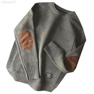 Şık Kış Kazak Erkekler Giyim İlkbahar Kazak Şeritler manşet Anti-Dilleme patchwork Kış Sweater L220801