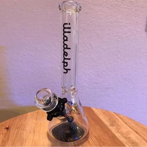 10.6 Inches tall glass hookah dab rig straight pipes water pipe oil rigs bongs with special text decals