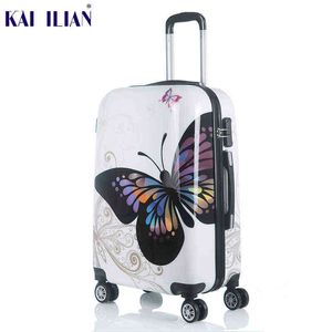 İnç sevimli karikatür öğrenci haddeleme bagaj spinner çocuk arabası bavul tekerlekleri çocuklar taşıma çantası hardside j220707