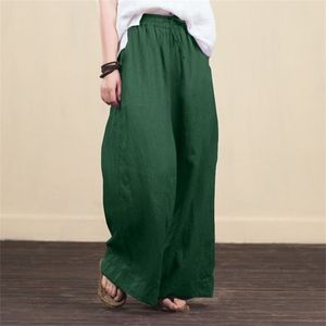 Breite Beinhosen Lässige Baumwolle Leinen Lose Damenhosen Mode Elegant Frühling Sommer Weiblich 220325