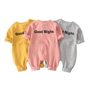 Baby Boy Girl Autumn Spring Clothes Long Sleeve Letter Romper Jumpsuit Playsuit born Clothes 210412