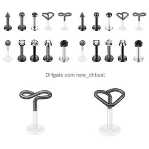 Navelklockknapp ringer kroppsmycken Piercing NewdhBest Beidien Rostfritt stål Diamond 10st Combination Set Lip Puncture