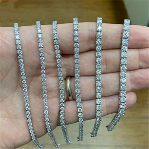 Handmade Solid Tibetan silver 4mm 17cm 19CM Tennis Bracelet Bangle For Women Wedding Fashion Jewelry Wholesale Party Gift