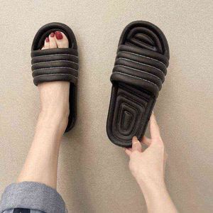 Frauen Hausschuhe Sommer Neue Mode Koreanische Version Alle-spiel Flachen Boden Nicht-rutsch Einfache Sandalen Hausschuhe Schuhe für frauen G220518