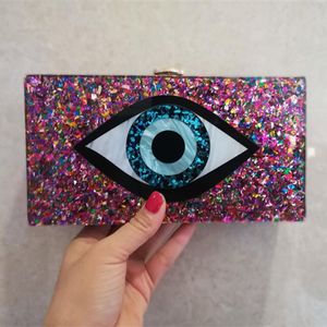 Evening Bags Prettiest Evil Eye Purse Evileyebag Bag Women Fashion Custome Pearl Bule Colorful Acrylic Box Clutches Wallet HandbagsEvening