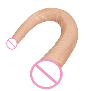 Vuxna sexiga leksaker Män och kvinnor som delar dubbelhuvud Penis Superlångt huvudsimulering Dildo Kvinnlig dragleksak