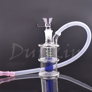 Hochwertige 10-mm-Glasölbrenner-Bong-Hookah-Shisha-Matrix-Perc-Bubbler-Recycler-Wasserpfeife mit Ölbrennerrohr und Schüssel, 2 Stile